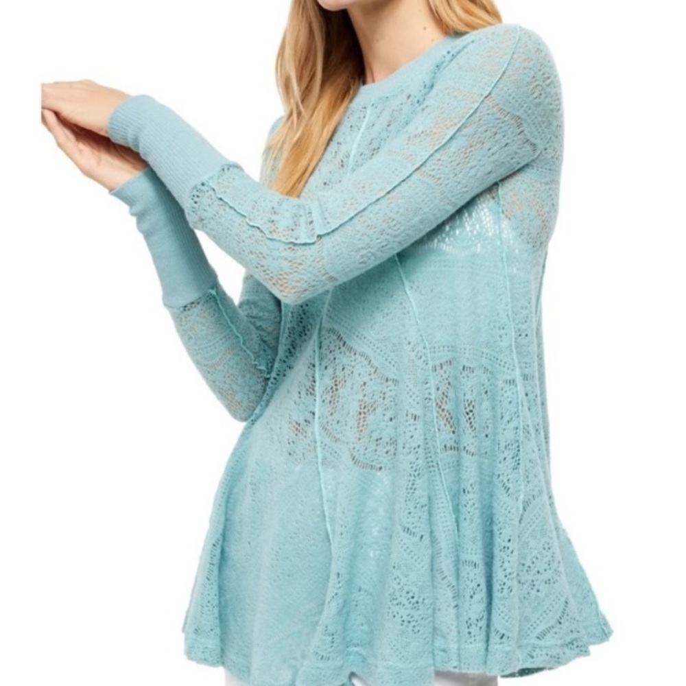 Free People Soft and Pretty Coffee in the Morning Tunic Pullover